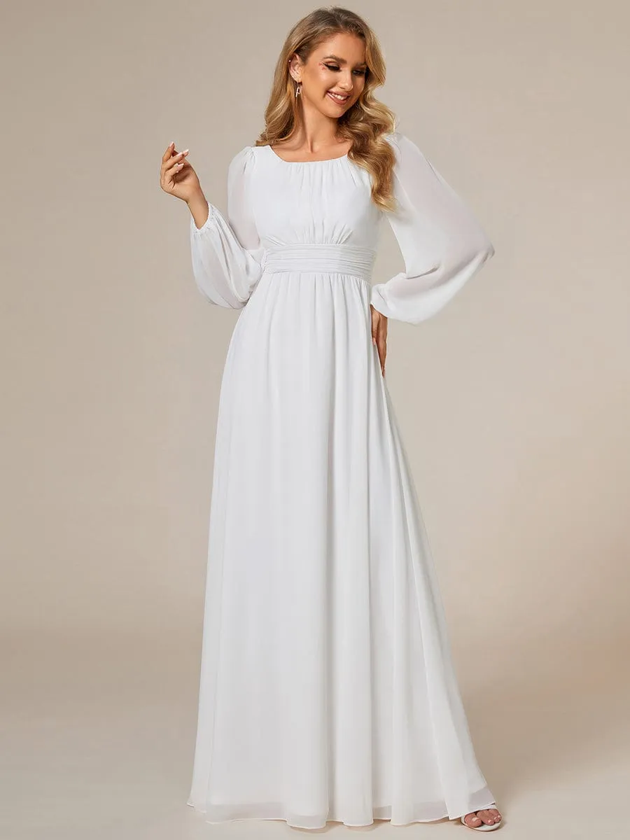 Custom Size See-Through Puff Sleeve Chiffon Bridesmaid Dress