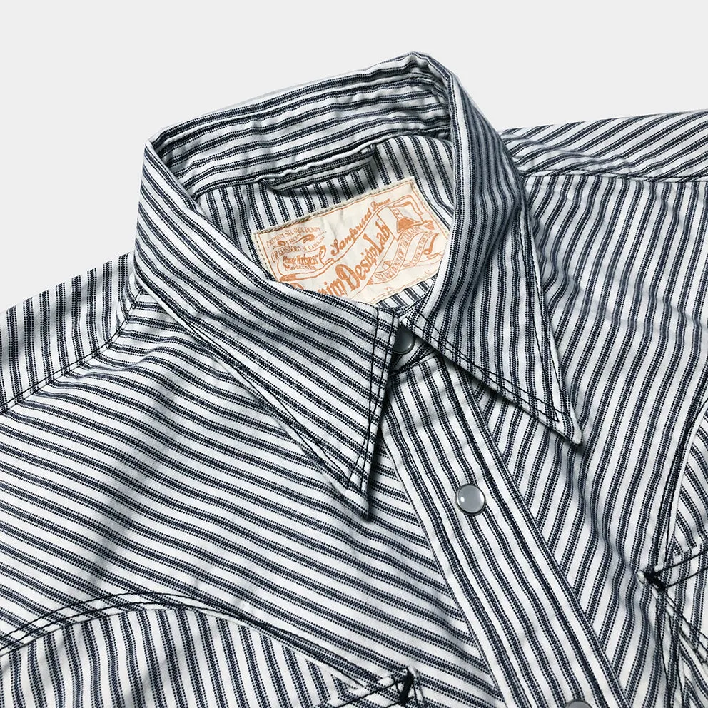 DDL 312R-KALEB V-STR REGULAR FIT 2 POCKET OXFORD YARN DYED STRIPE WESTERN SHIRT-5OZ-E0 Y/D STRIPE