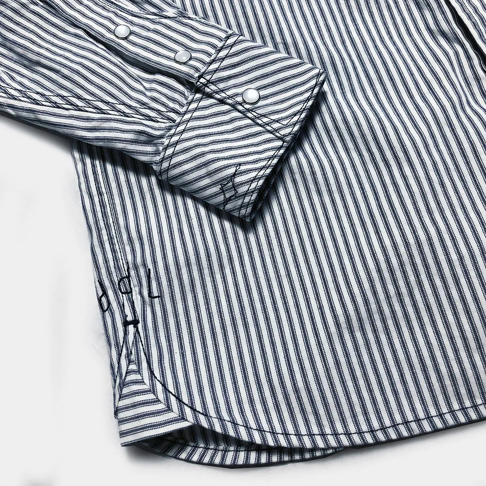 DDL 312R-KALEB V-STR REGULAR FIT 2 POCKET OXFORD YARN DYED STRIPE WESTERN SHIRT-5OZ-E0 Y/D STRIPE