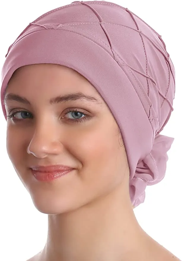 Diamond Patterned Hat with Georgette Flower