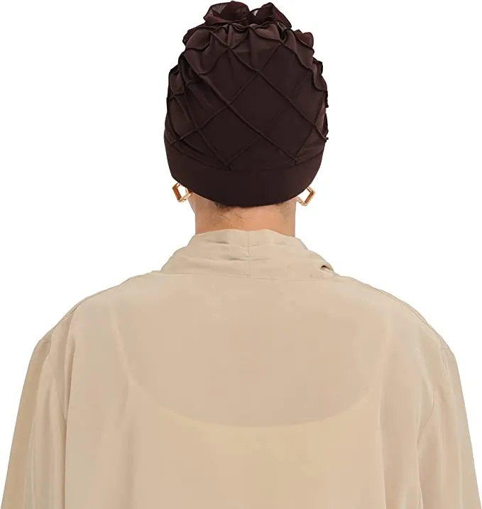 Diamond Patterned Hat with Georgette Flower