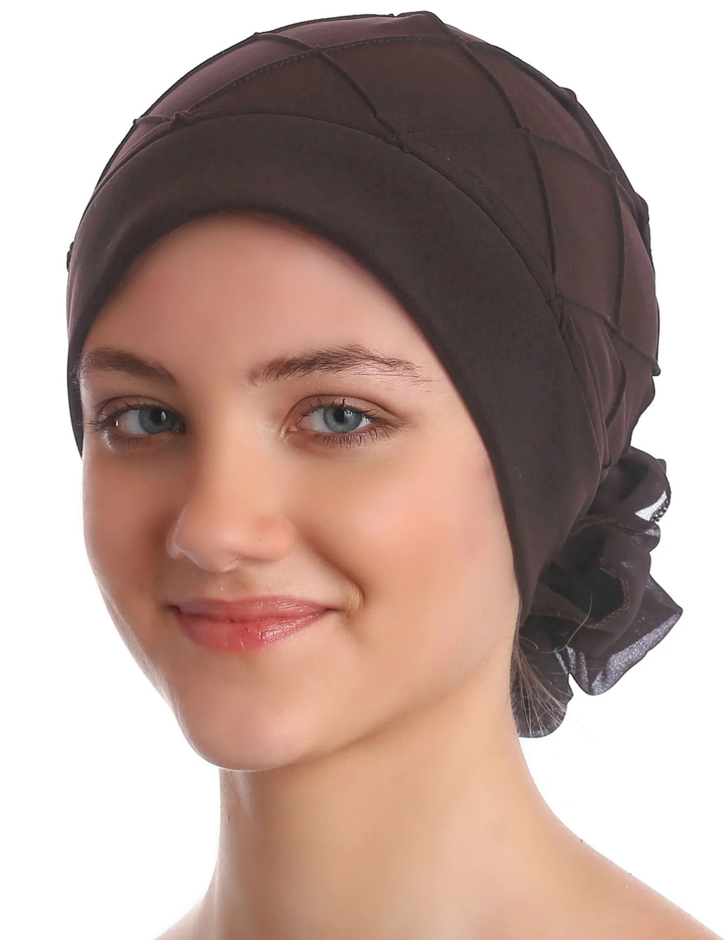 Diamond Patterned Hat with Georgette Flower