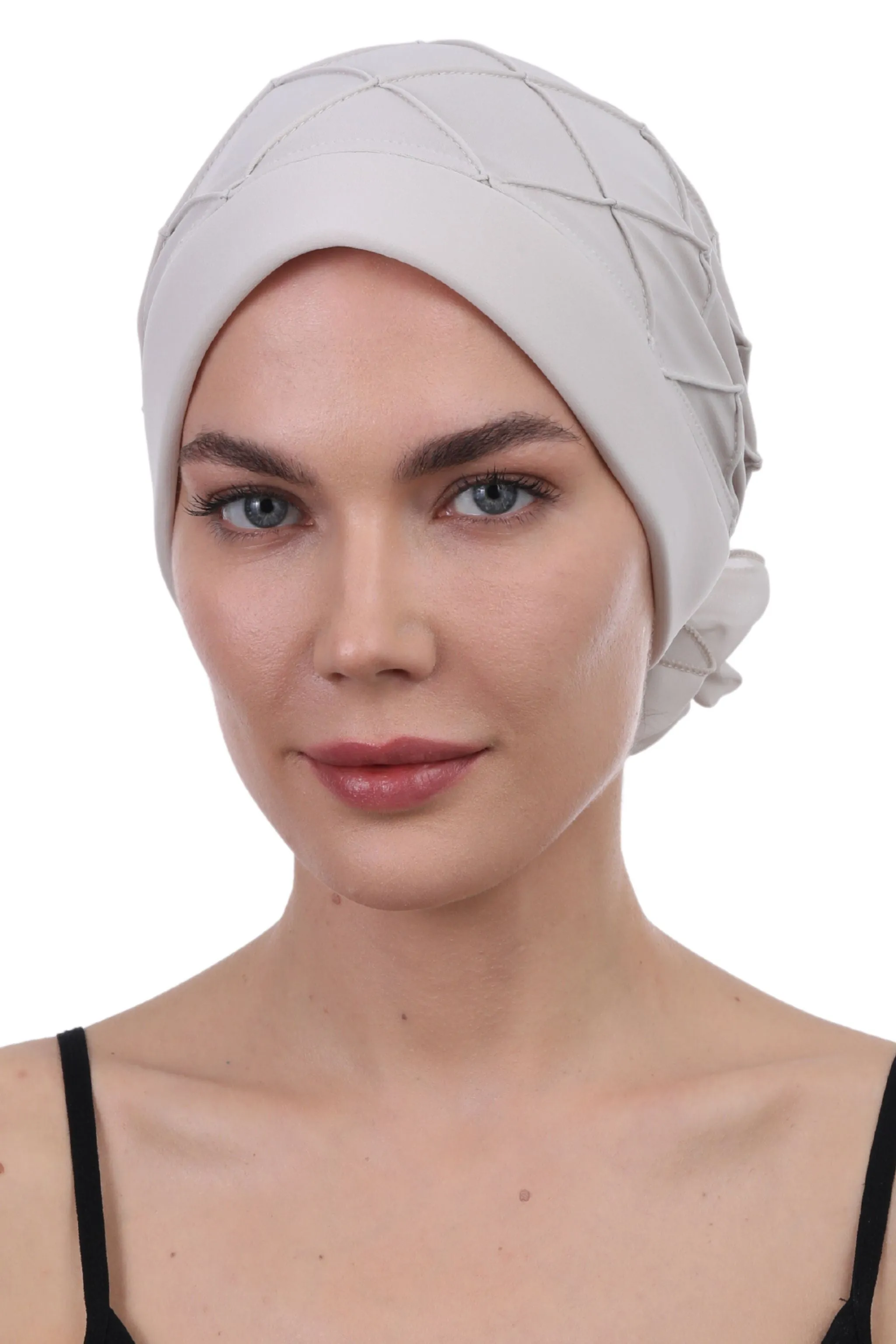 Diamond Patterned Hat with Georgette Flower