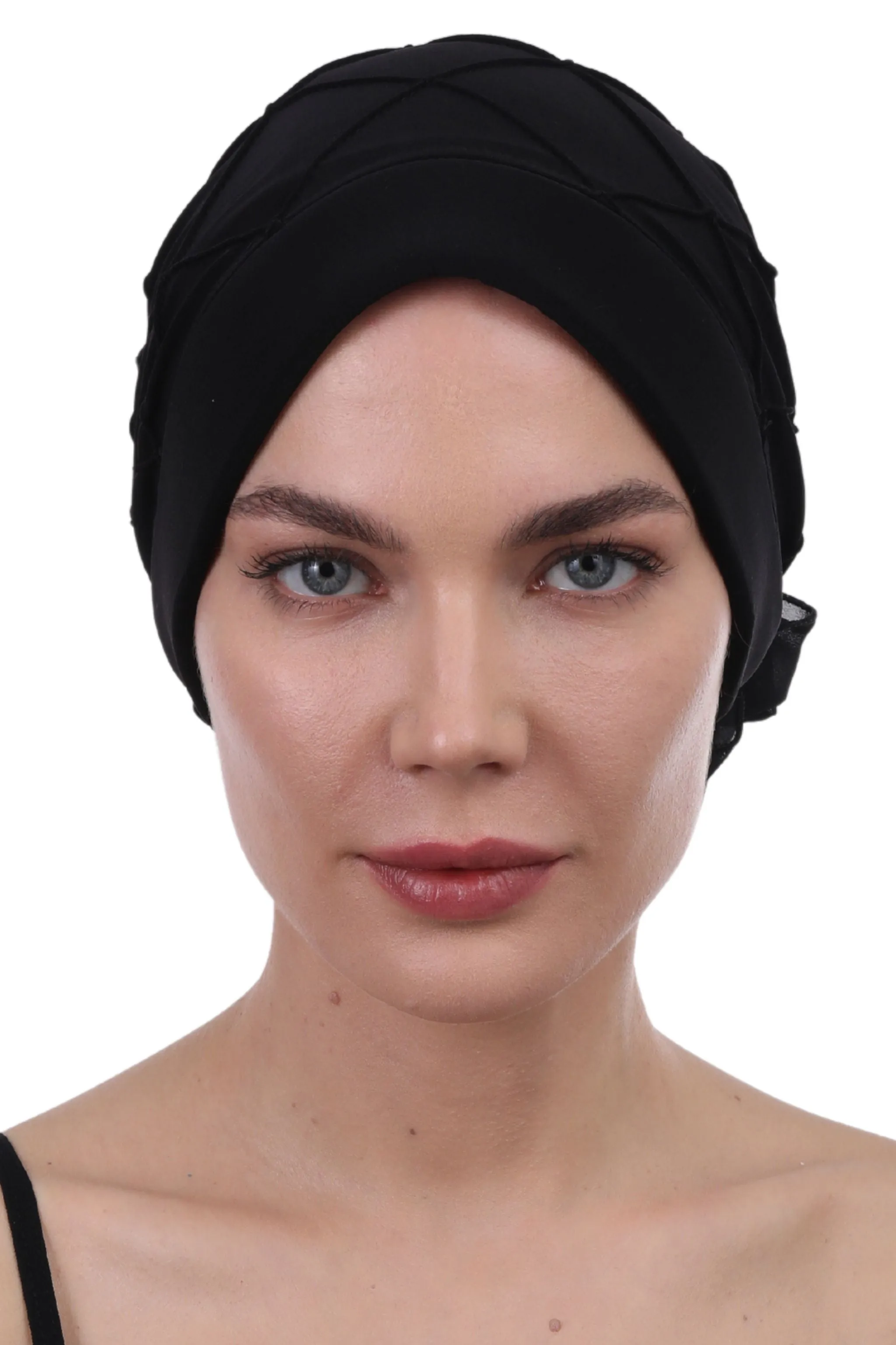 Diamond Patterned Hat with Georgette Flower