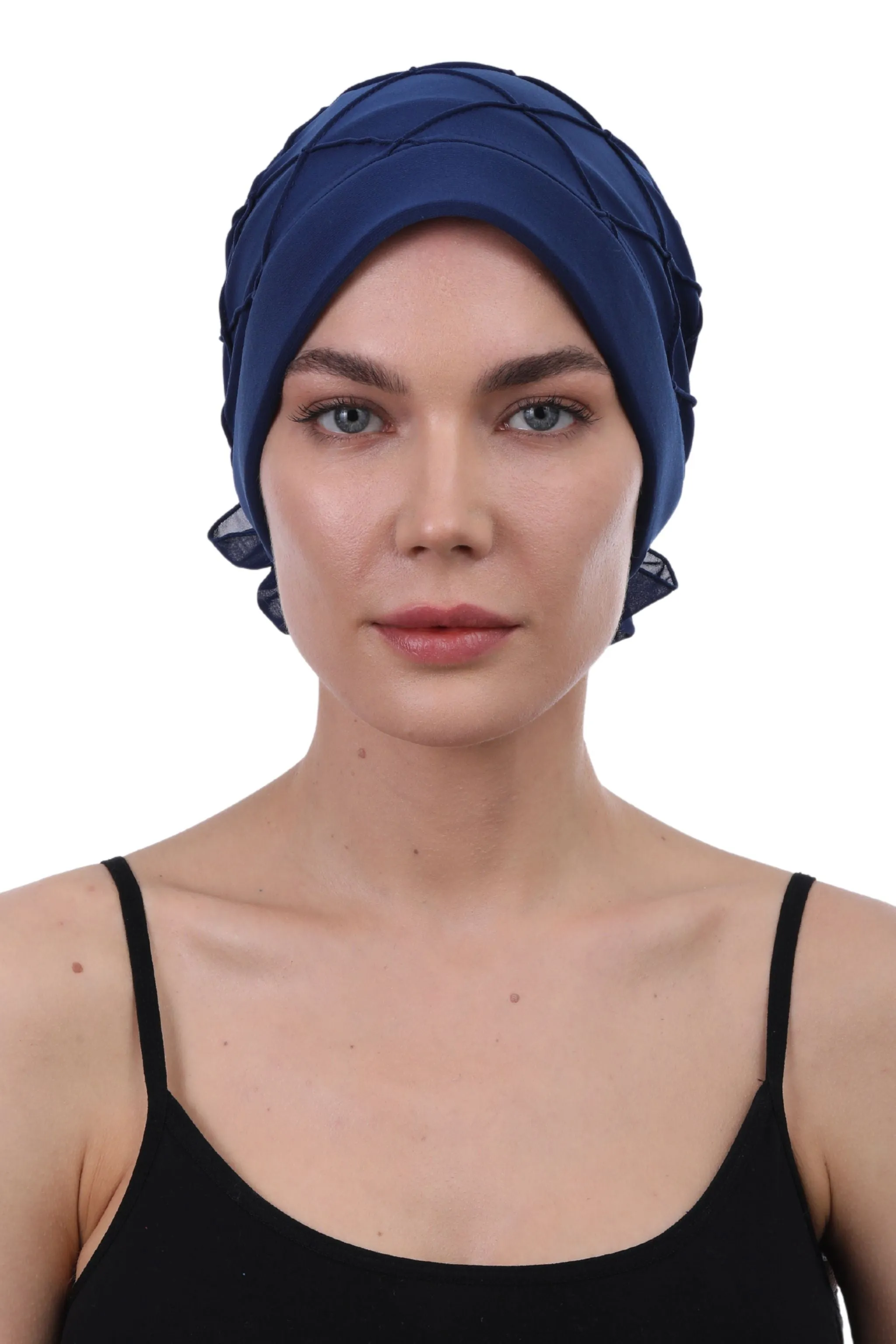 Diamond Patterned Hat with Georgette Flower