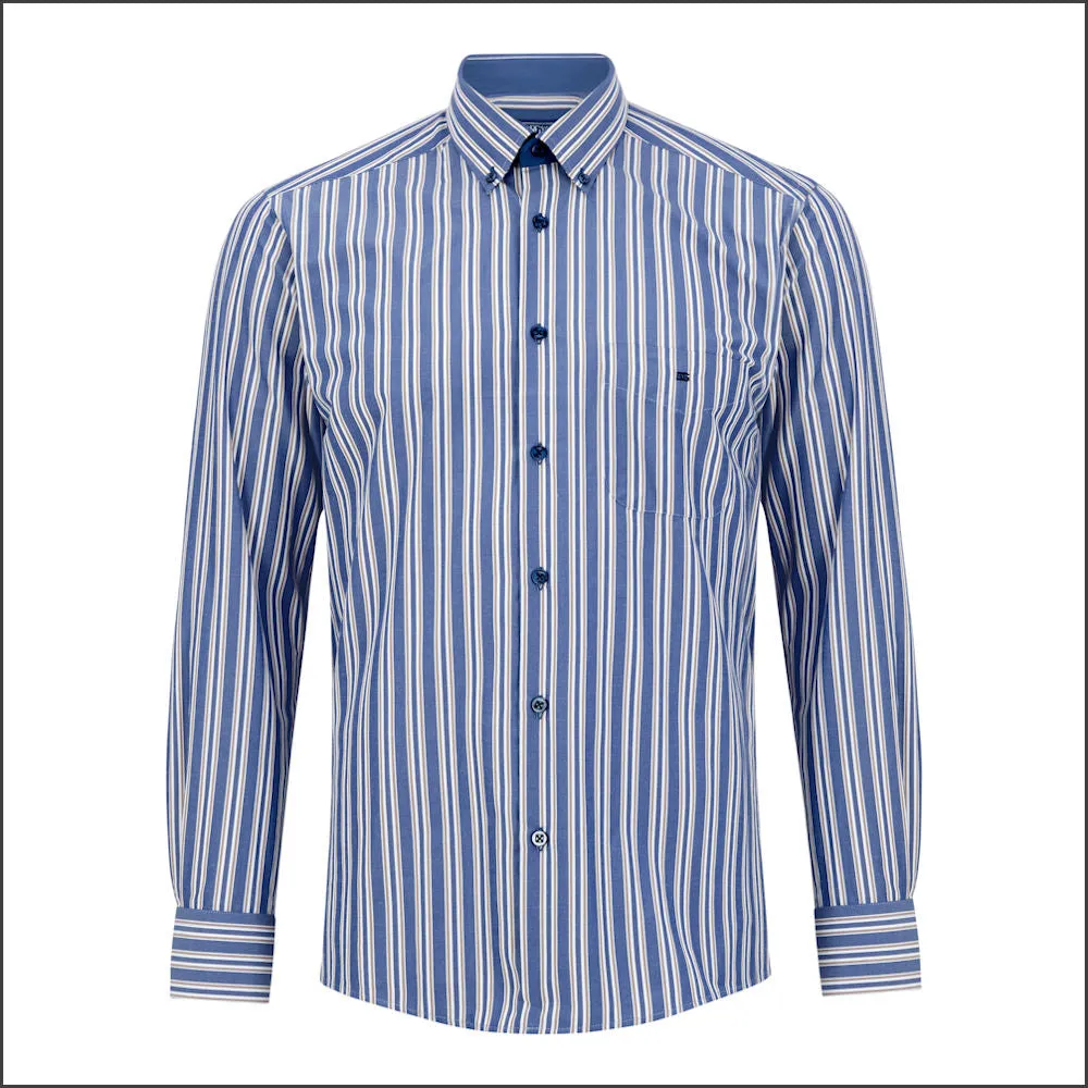 Drifter Geneva Blue Stripe LS Shirt^