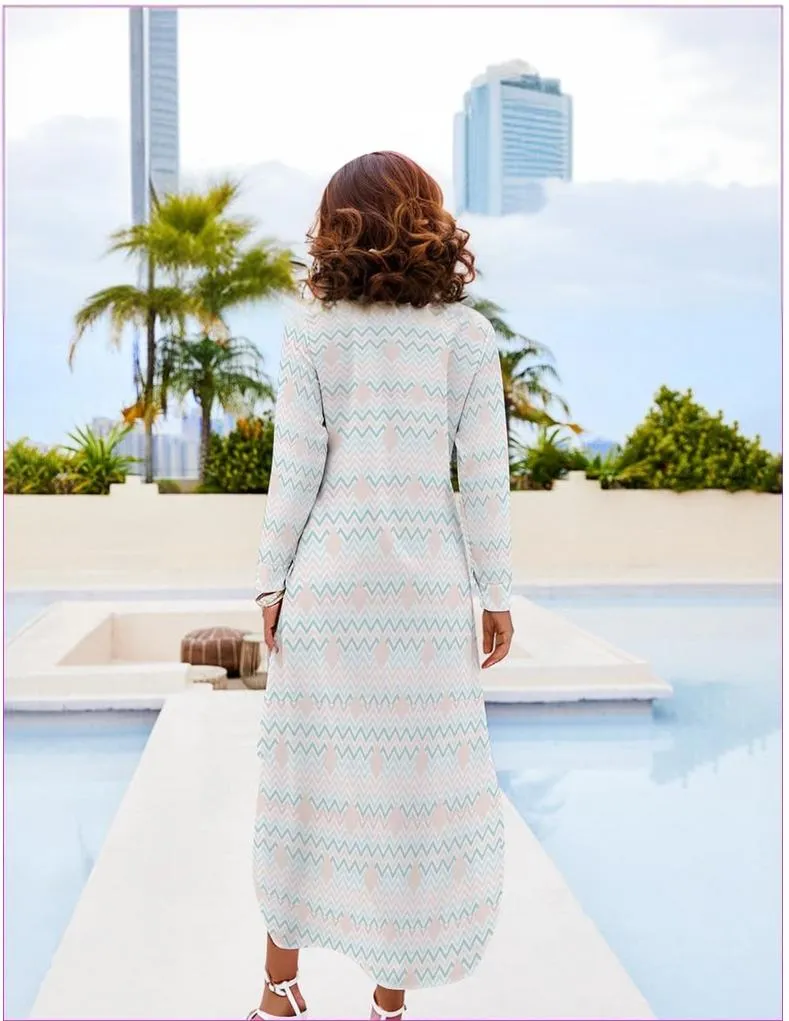 Easy Days Button Neck Long Sleeve Shirt Dress