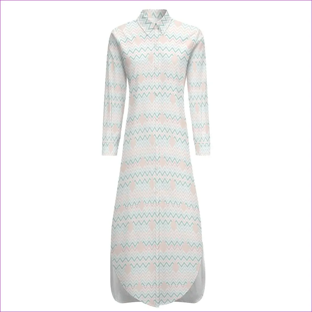 Easy Days Button Neck Long Sleeve Shirt Dress