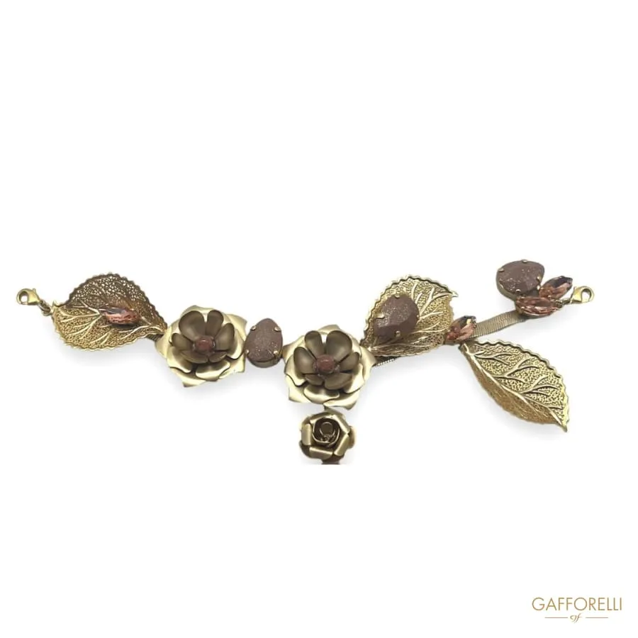 Elegant Neckline with Flowers and Rhinestones- Art. A672 - Gafforelli