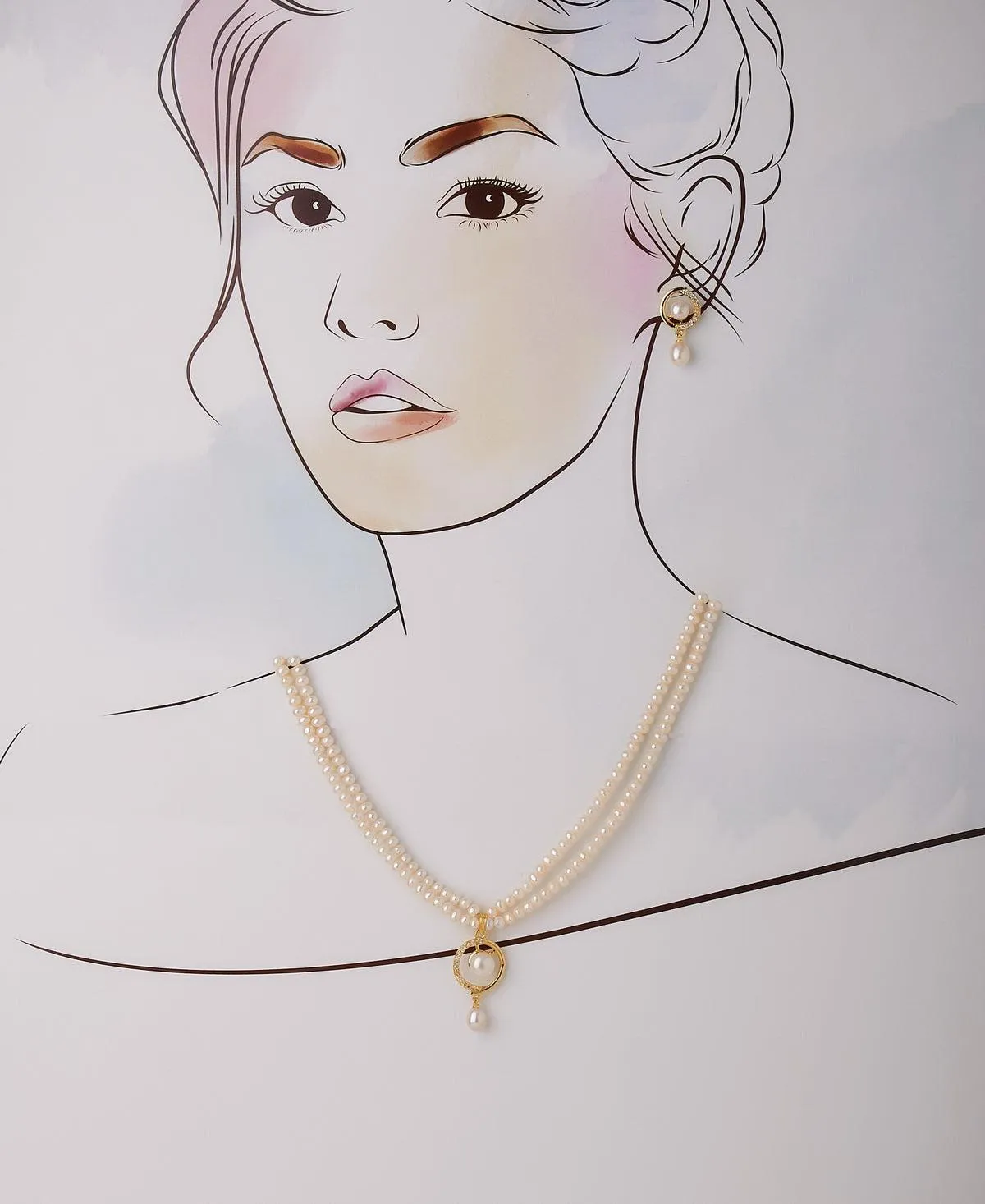 Elegant Real Pearl Necklace Set