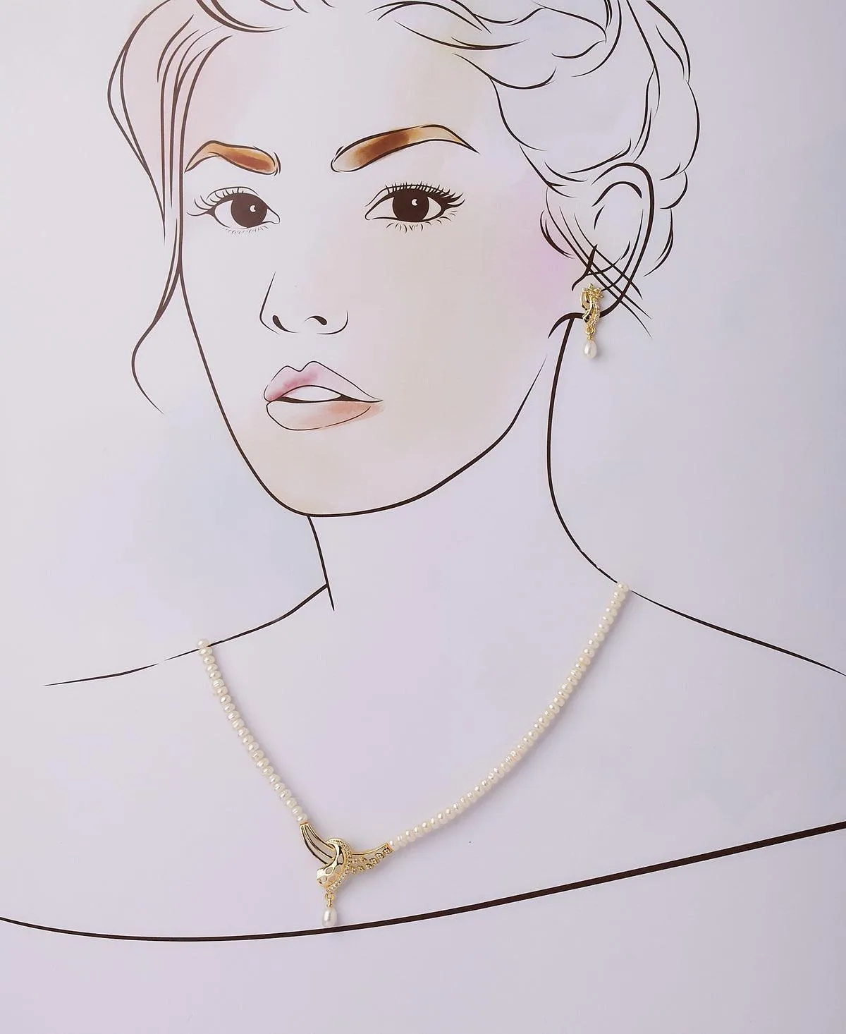 Elegant Real Pearl Necklace Set