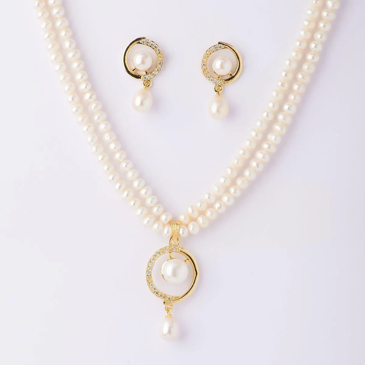Elegant Real Pearl Necklace Set