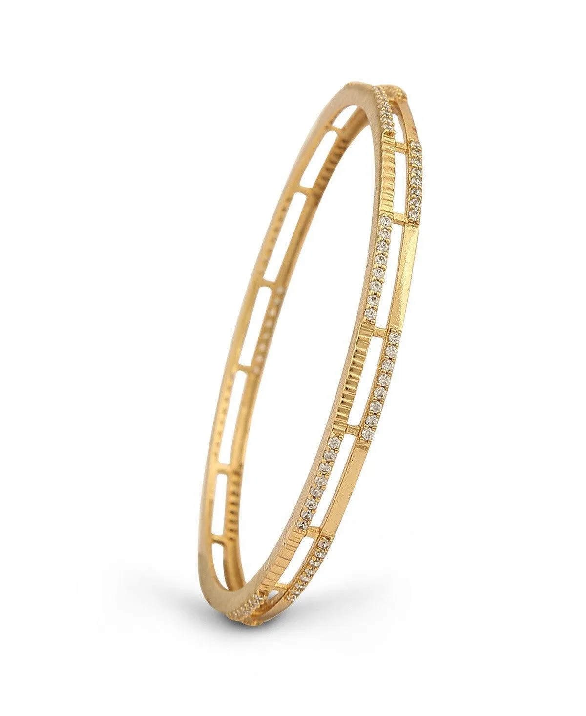 Elegant Stone Studded Silver Bangle