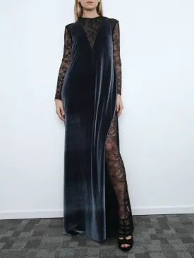 Embellished Lace And Velvet Gown