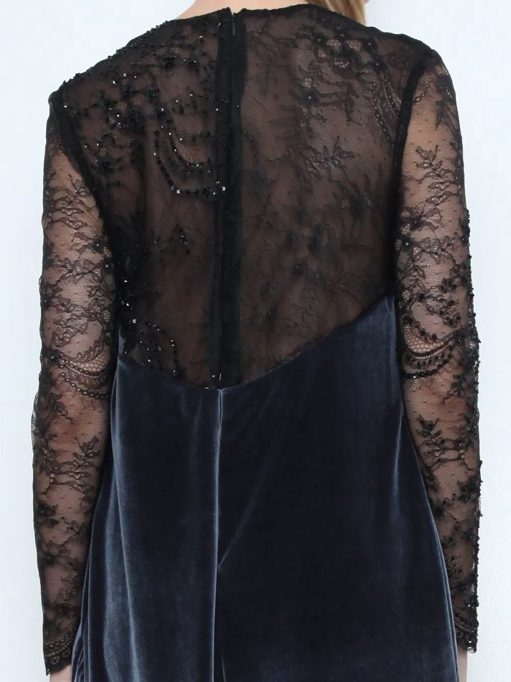 Embellished Lace And Velvet Gown