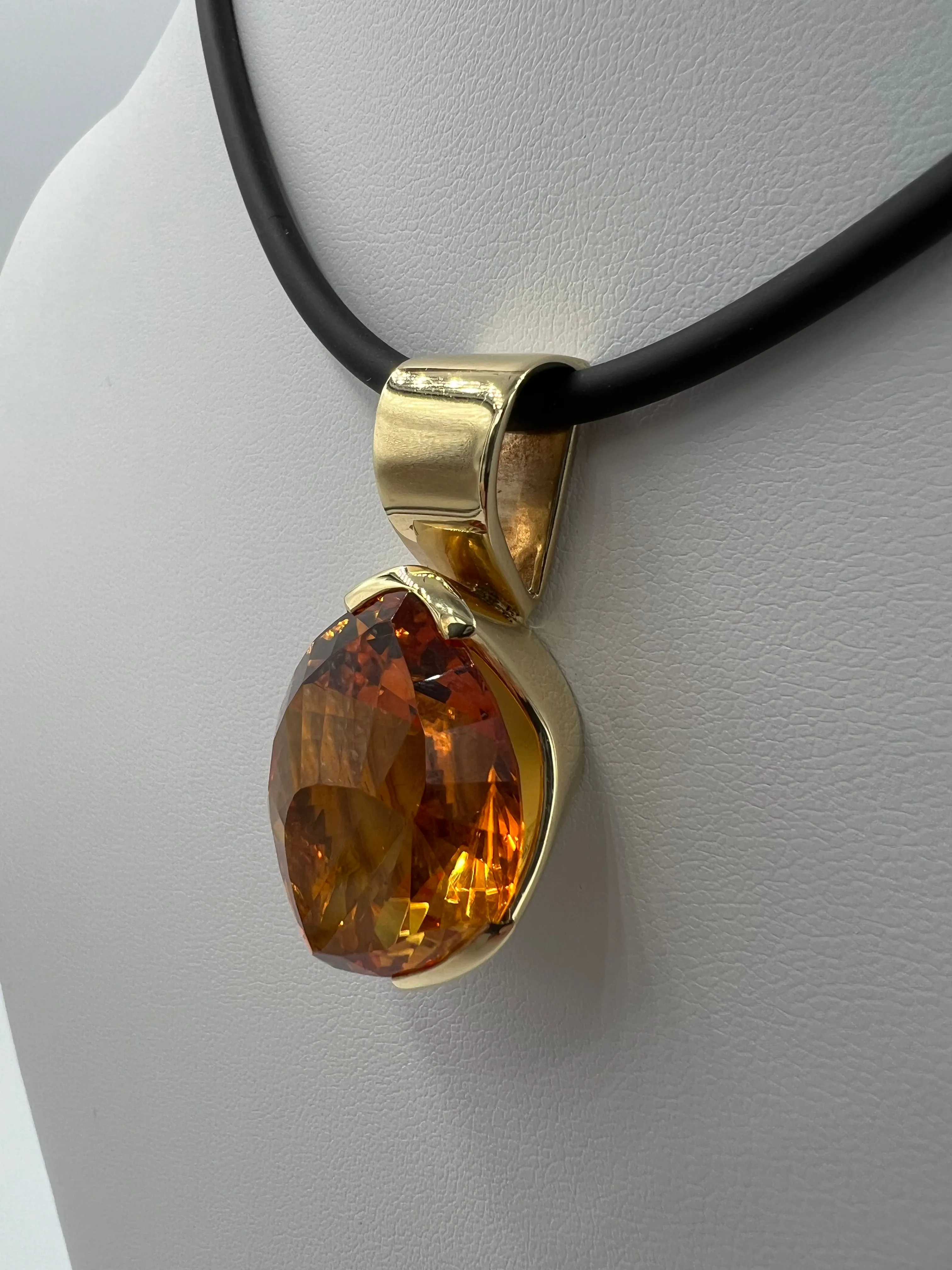Fancy Cut Citrine Yellow Gold Pendant Necklace