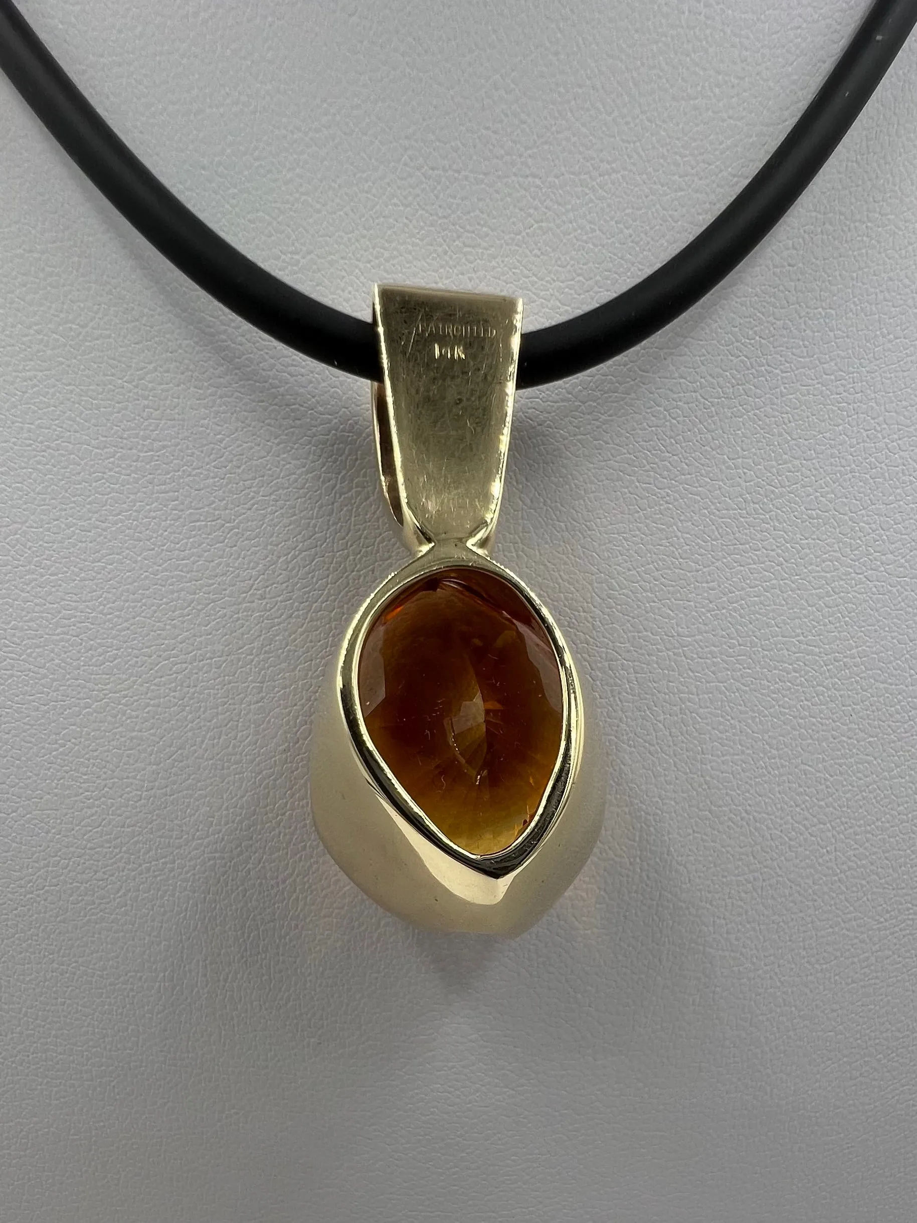 Fancy Cut Citrine Yellow Gold Pendant Necklace