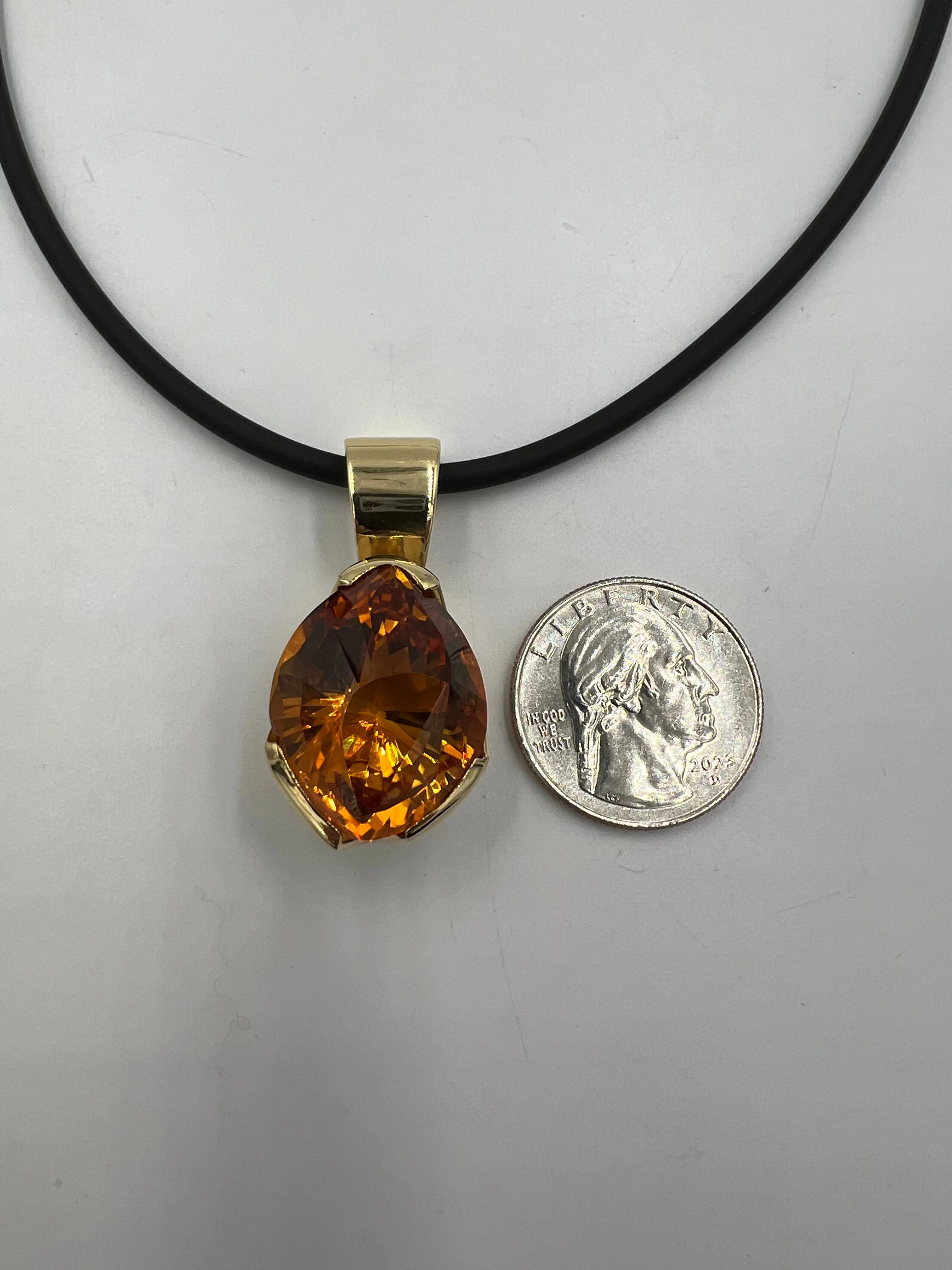 Fancy Cut Citrine Yellow Gold Pendant Necklace