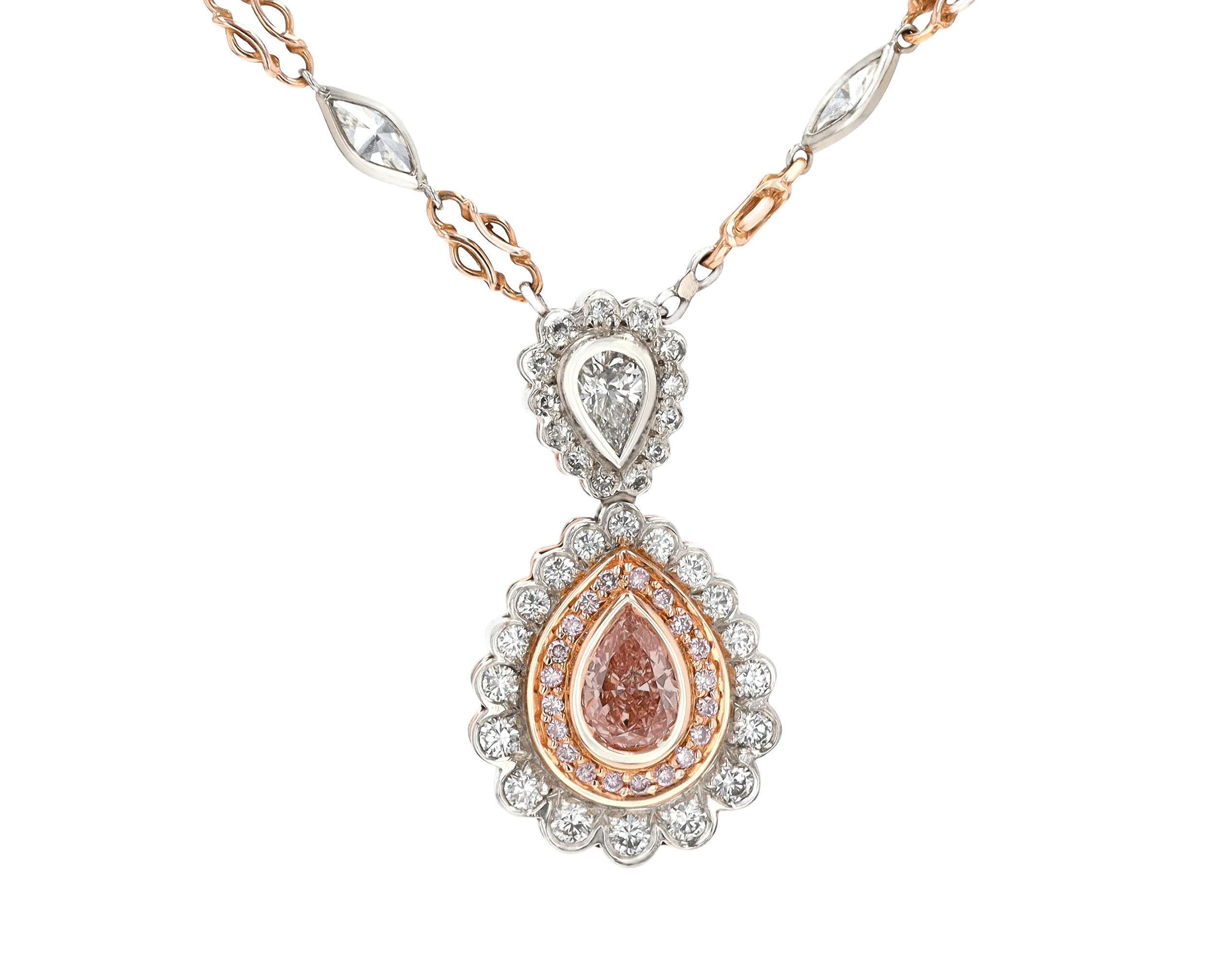 Fancy Orangey-Pink Diamond Necklace, 0.84 Carat