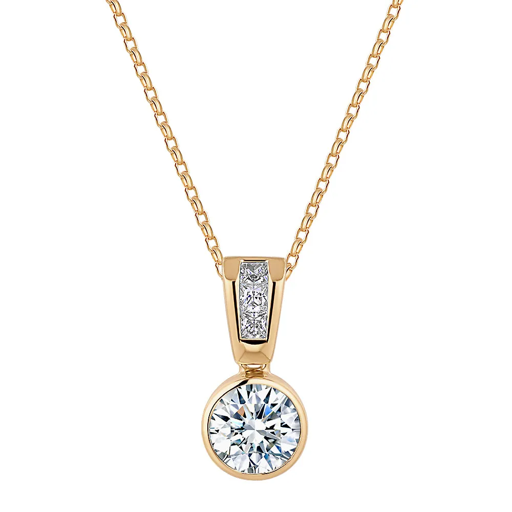 Fancy pendant with 1.21 carats* of diamond simulants in 10 carat yellow gold