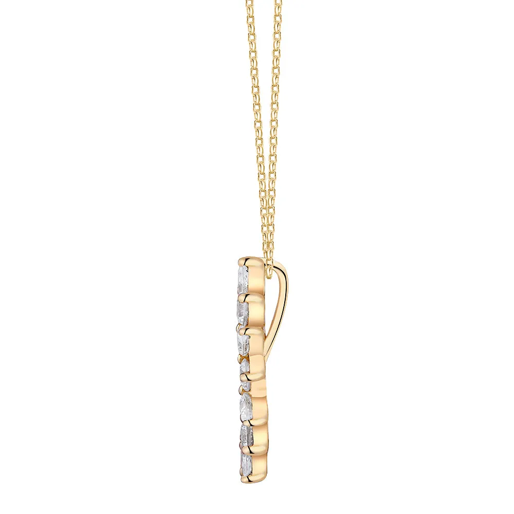 Fancy pendant with 1.28 carats* of diamond simulants in 10 carat yellow gold