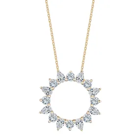 Fancy pendant with 1.28 carats* of diamond simulants in 10 carat yellow gold