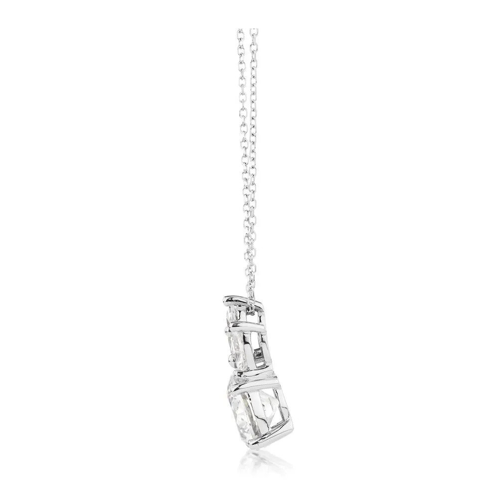 Fancy pendant with 2.74 carats* of diamond simulants in 10 carat white gold