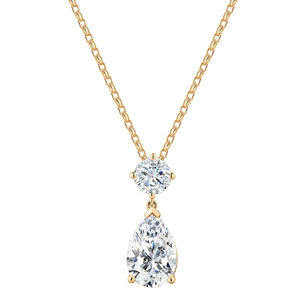 Fancy pendant with 3.84 carats* of diamond simulants in 10 carat yellow gold