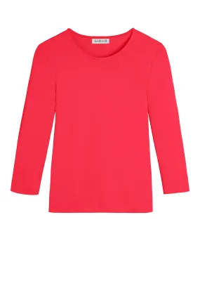 Flattering semi-scoop necklinesize 3/4 Sleeve Red Coral