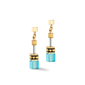 GeoCUBE® Iconic earrings gold turquoise