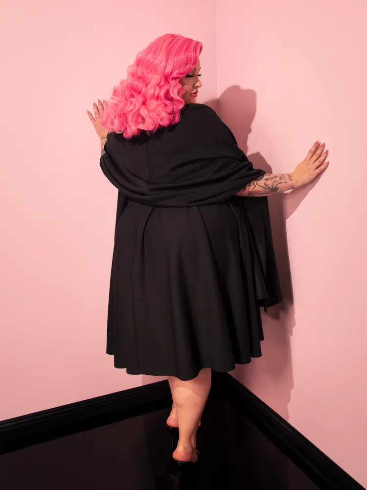 Golden Era Swing Dress and Scarf in Black - Vixen by Micheline Pitt