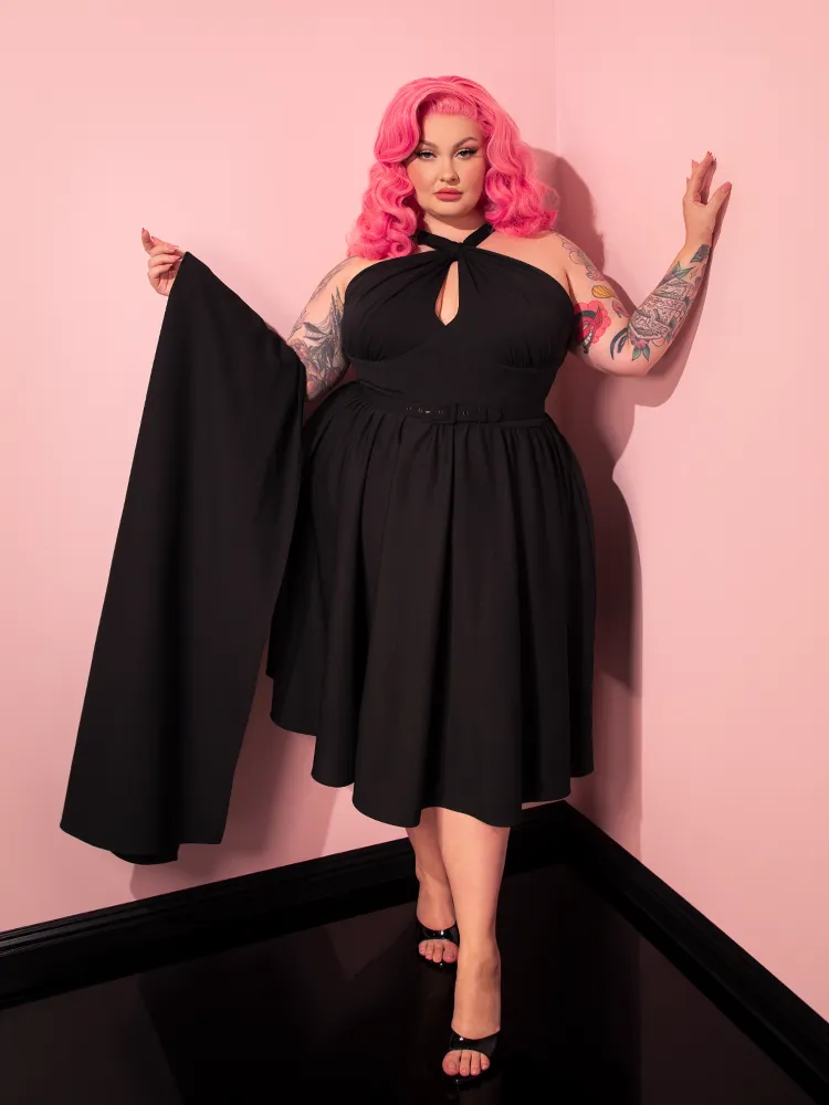 Golden Era Swing Dress and Scarf in Black - Vixen by Micheline Pitt