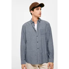 Grey Melange Slim Fit Oxford Shirt