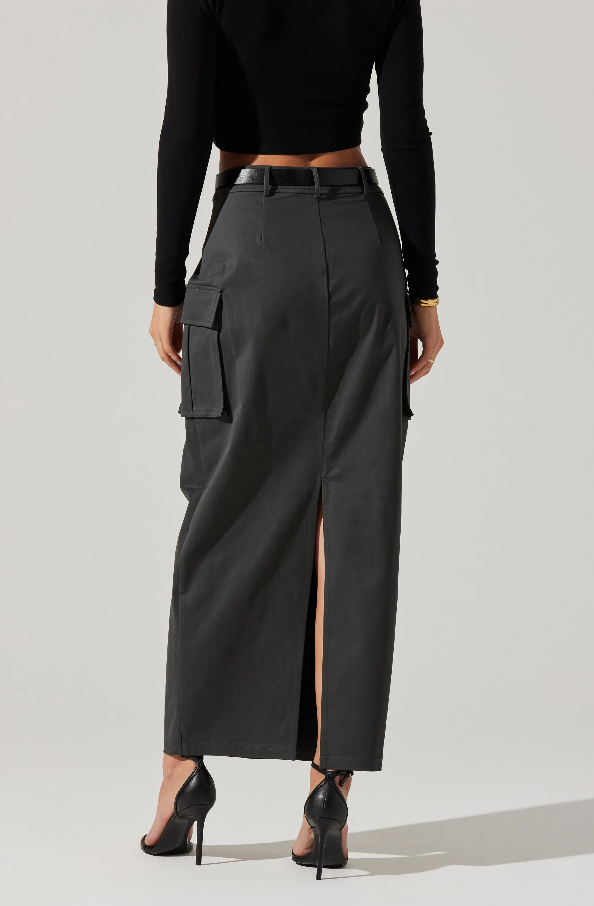 High Rise Cargo Maxi Skirt