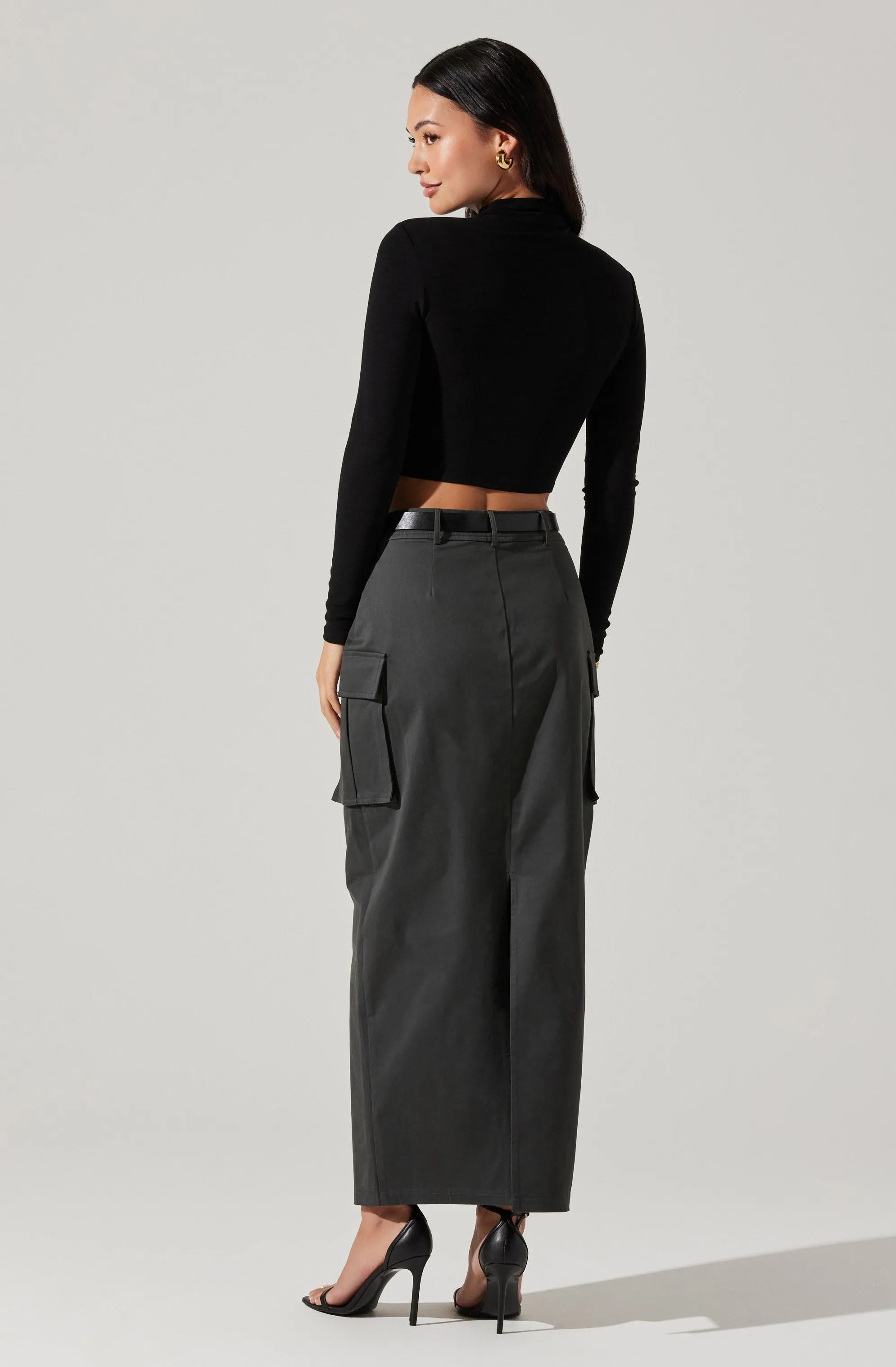 High Rise Cargo Maxi Skirt