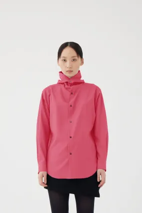Hooded Wool Shirt in Fuchsia