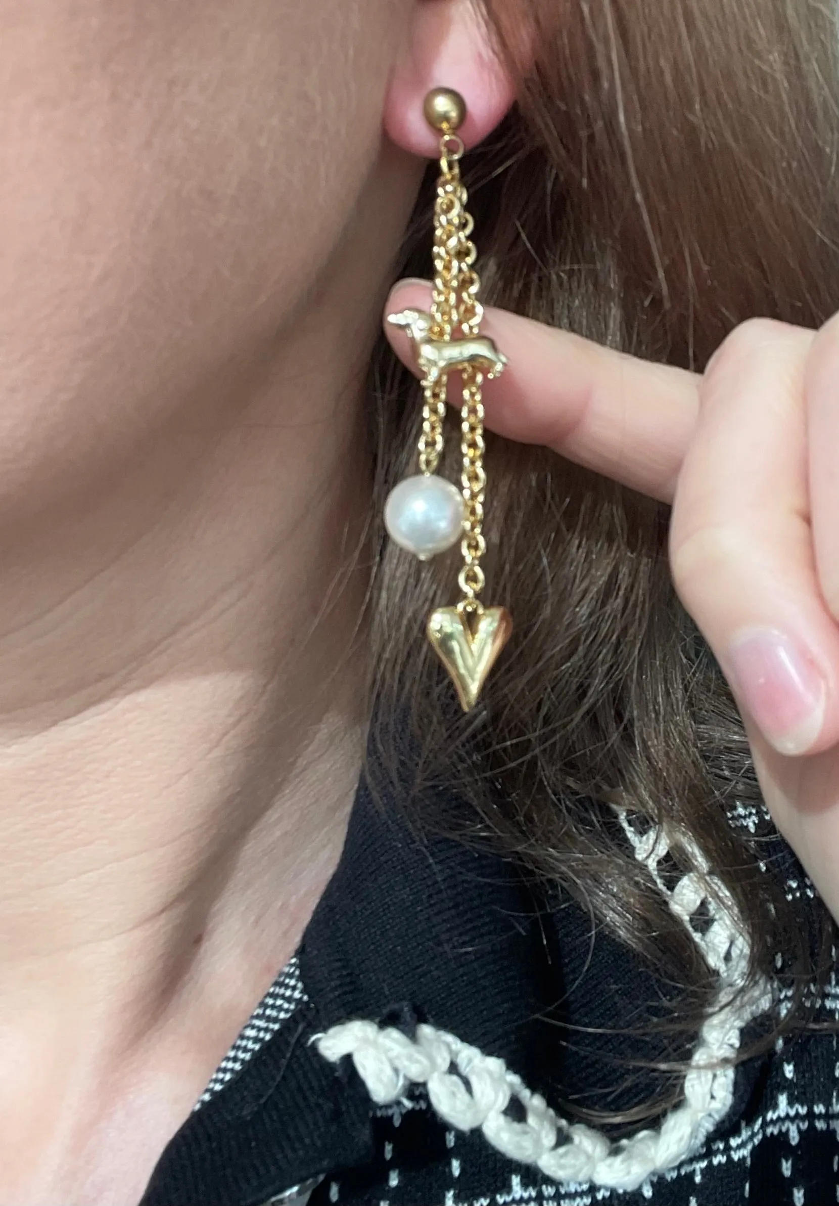 I love Dachshunds Earrings- Gold