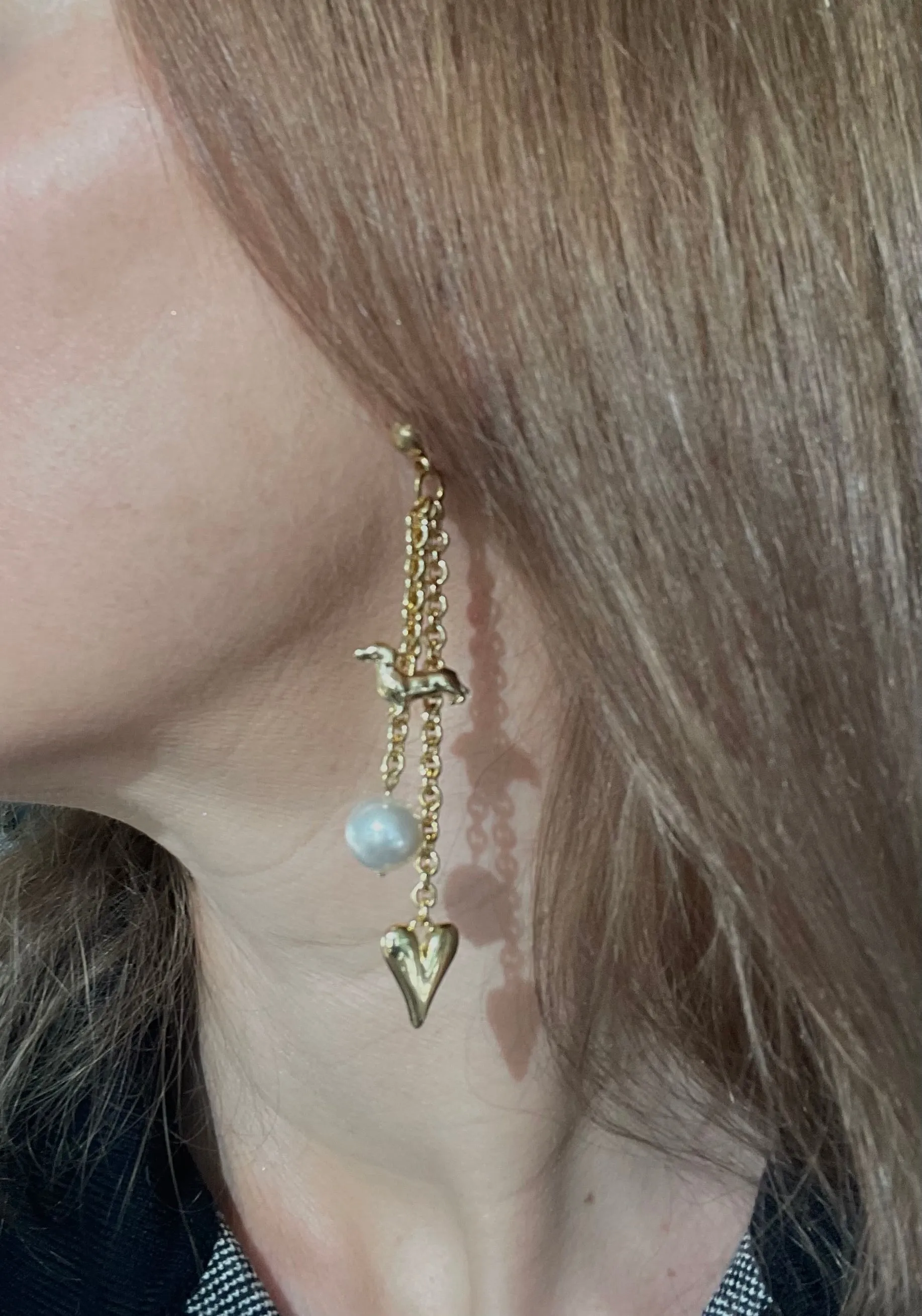 I love Dachshunds Earrings- Gold