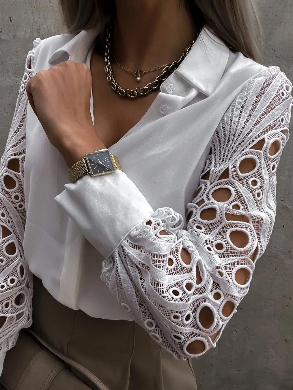 Ingrid Lace Hollow out Shirt