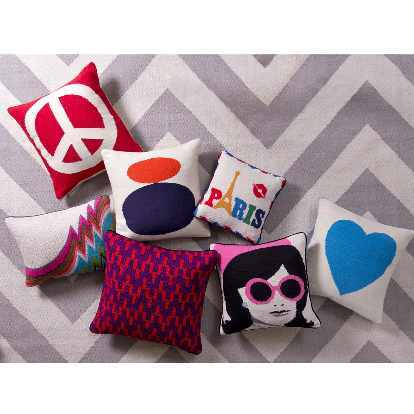 Jet Set Needlepoint Paris Pillow