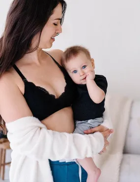 Lace Nursing Bralette in Black