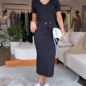 Limited Time 50% OffWomen's V-Neck Top and Skirt Set