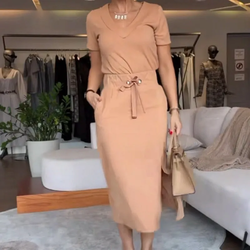 Limited Time 50% OffWomen's V-Neck Top and Skirt Set