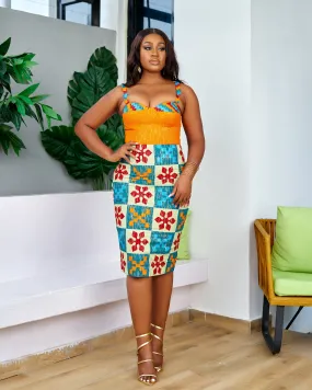New in African Print Kente Corset Midi Dress - Afuada