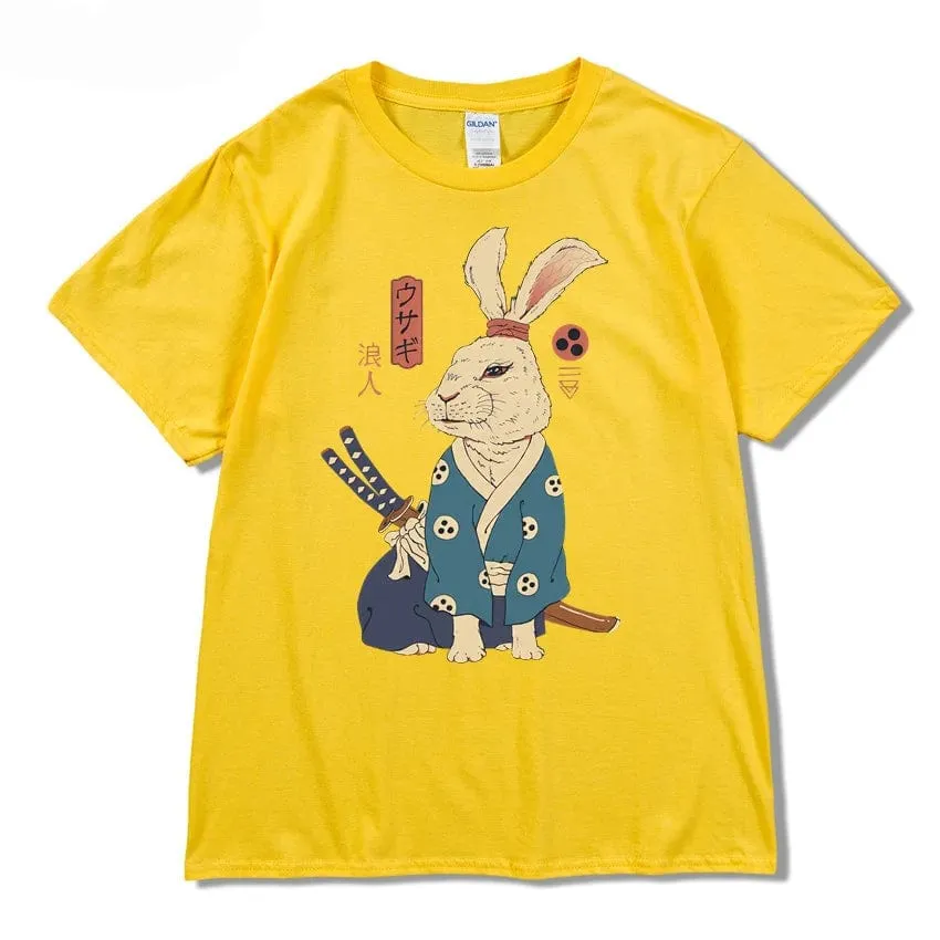 Ninja Rabbit T Shirt Casual Short Sleeve Japanese Summer Tee