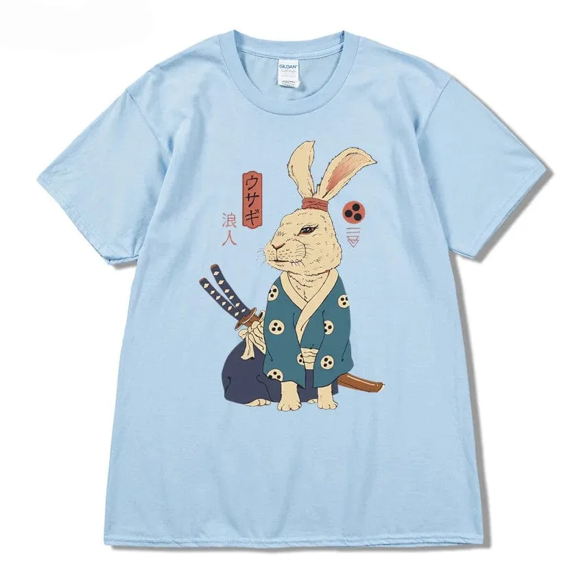 Ninja Rabbit T Shirt Casual Short Sleeve Japanese Summer Tee