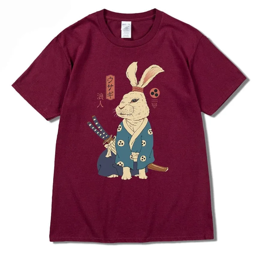 Ninja Rabbit T Shirt Casual Short Sleeve Japanese Summer Tee