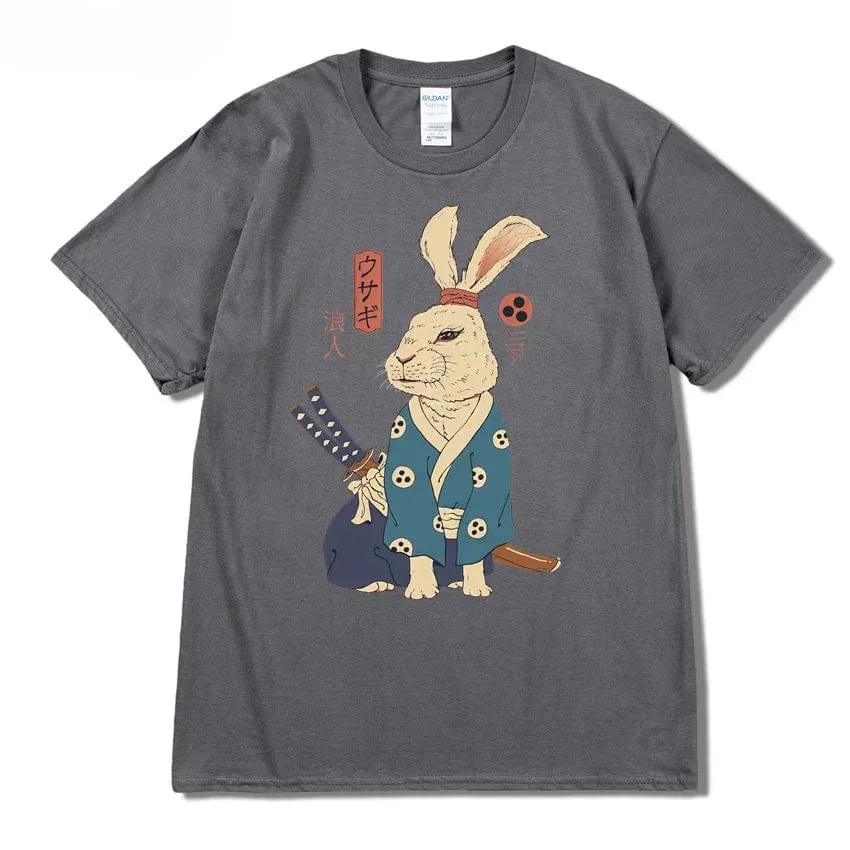 Ninja Rabbit T Shirt Casual Short Sleeve Japanese Summer Tee
