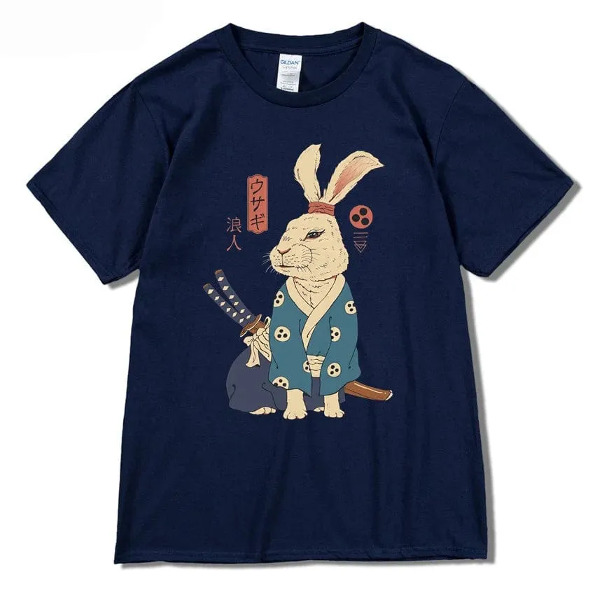 Ninja Rabbit T Shirt Casual Short Sleeve Japanese Summer Tee
