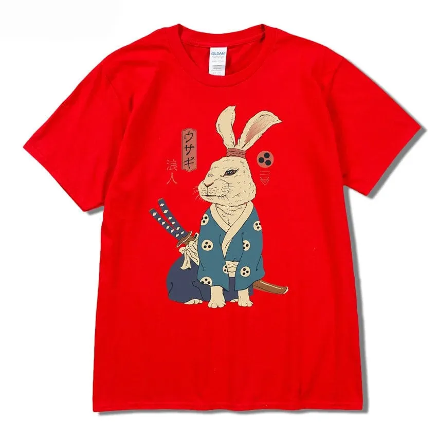 Ninja Rabbit T Shirt Casual Short Sleeve Japanese Summer Tee